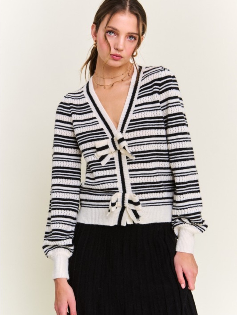Striped Knit Cardigan - Picture 2 of 7